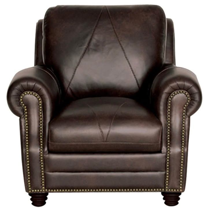 Genuine Italian Leather Chair/Ottoman - Dark Brown