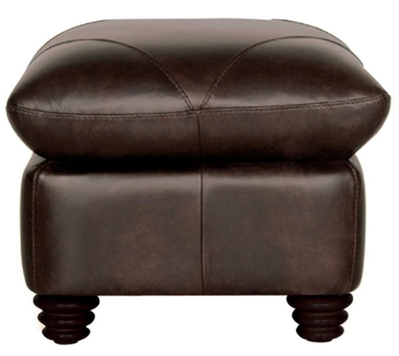 Genuine Italian Leather Chair/Ottoman - Dark Brown