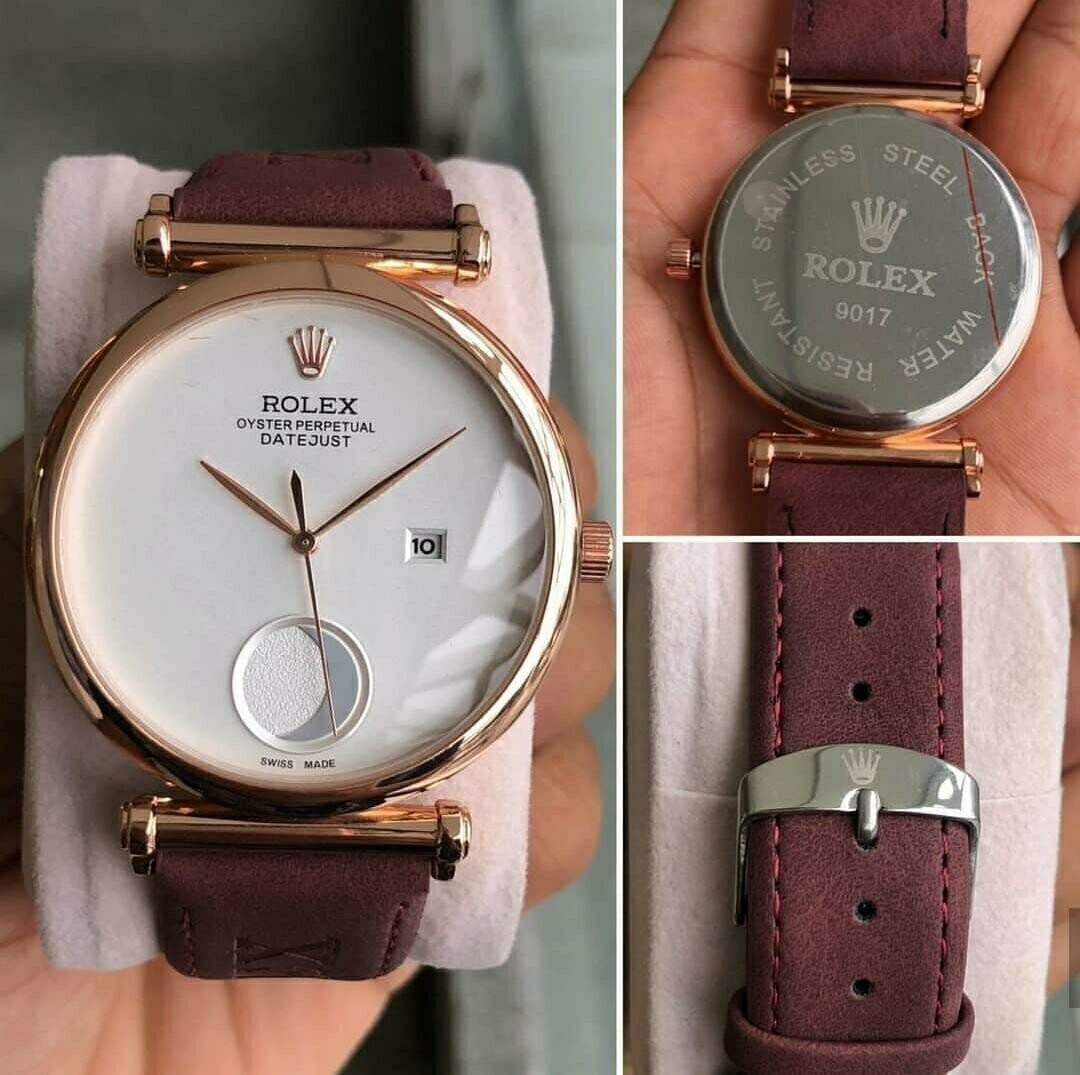 Classic Rolex Chand Moon Leather Belt 