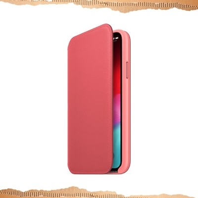 Apple iPhone Xs Leather Folio Peony Pink