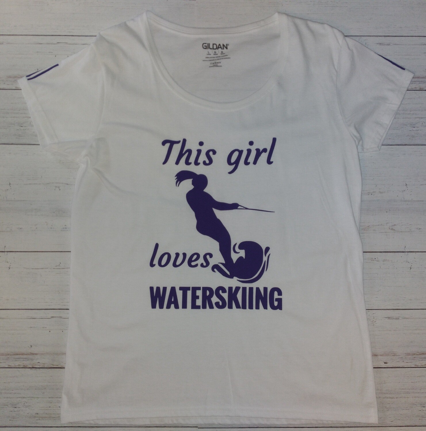 THIS GIRL LOVES WATERSKIING PURPLE LADIES SIZE LARGE