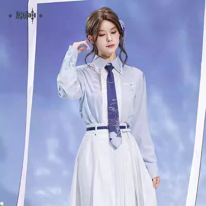 Genshin x Kamisato Ayato Themed Series - Color-Block Tie Shirt