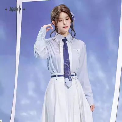 Genshin x Kamisato Ayato Themed Series - Color-Block Tie Shirt