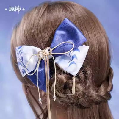 Genshin x Kamisato Ayato Themed Series - Bow Hair Accessory with Pendant
