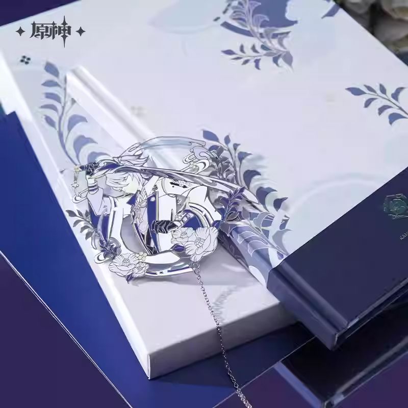 Genshin x Kamisato Ayato Themed Series - Notebook &amp; Metal Bookmark Gift Set