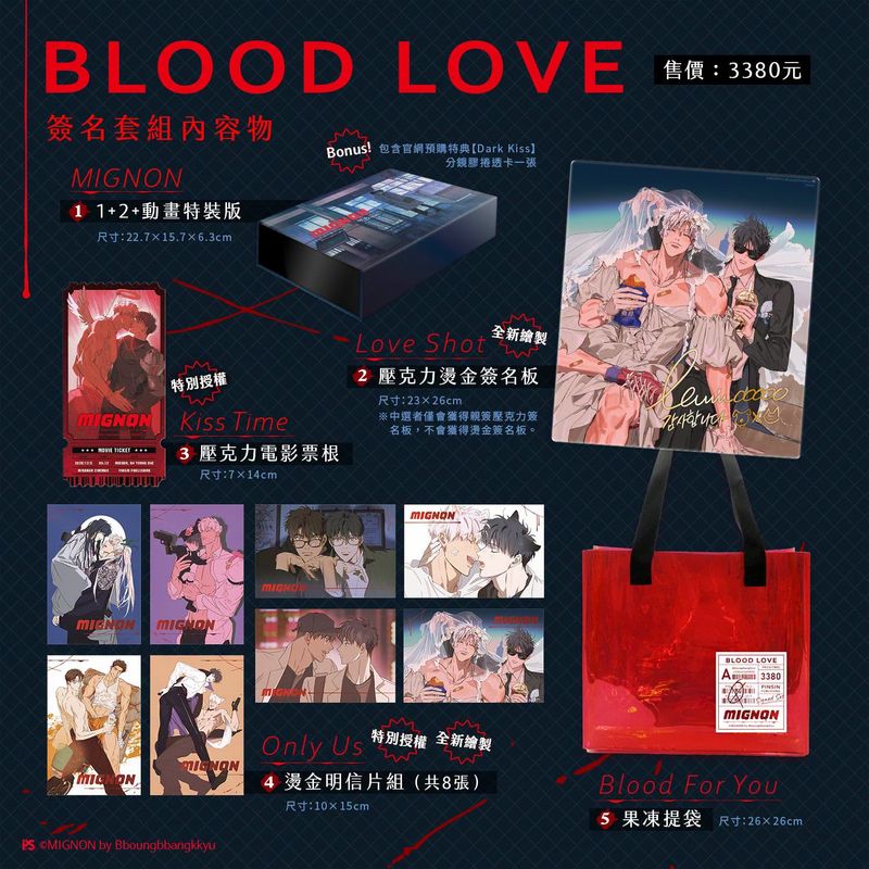 MIGNON Blood Love Signing Set | Vol. 1+2 + Animation Special Edition + Exclusive Goods