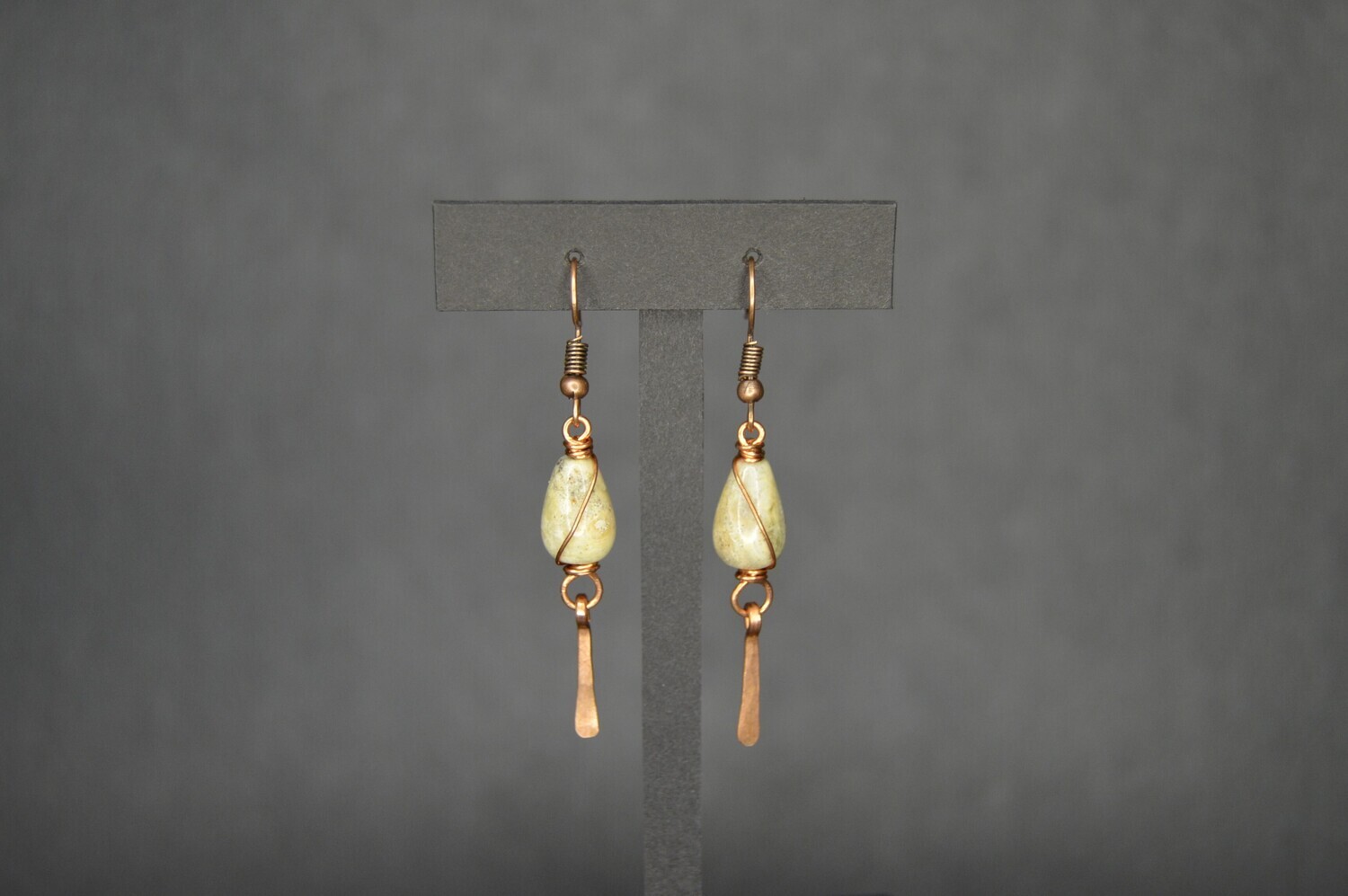 Swirldrop Jasper and Copper Earrings
