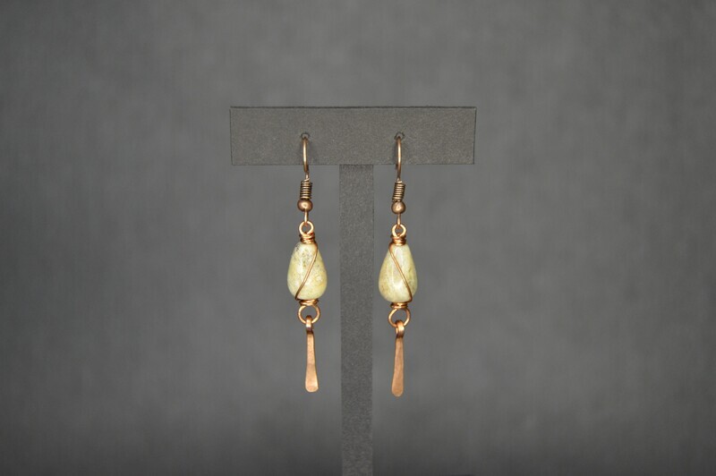 Swirldrop Jasper and Copper Earrings