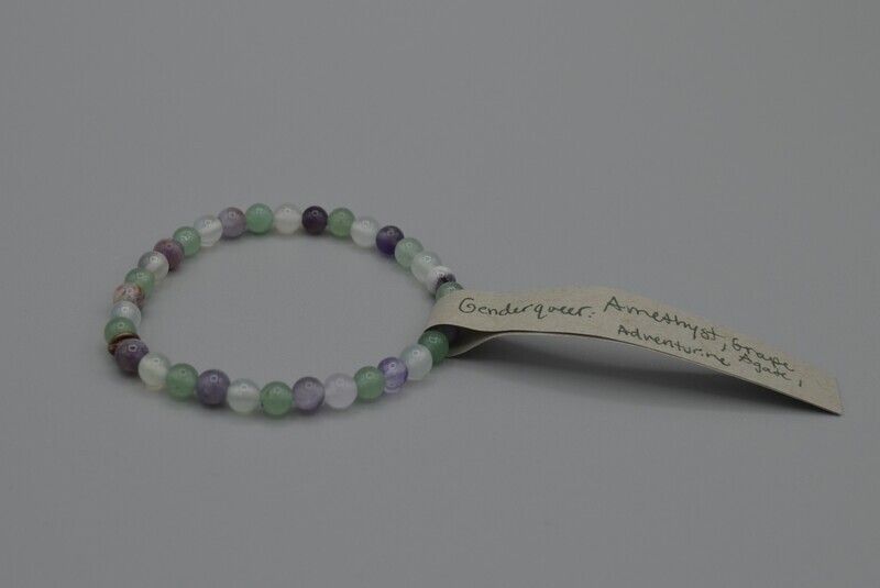 Genderqueer Pride Stone Stretch Bracelet M