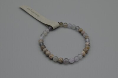 Grey Purple Stone Stretch Bracelet M/L
