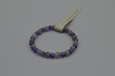 Purple &amp; Grey Stone Stretch Bracelet S