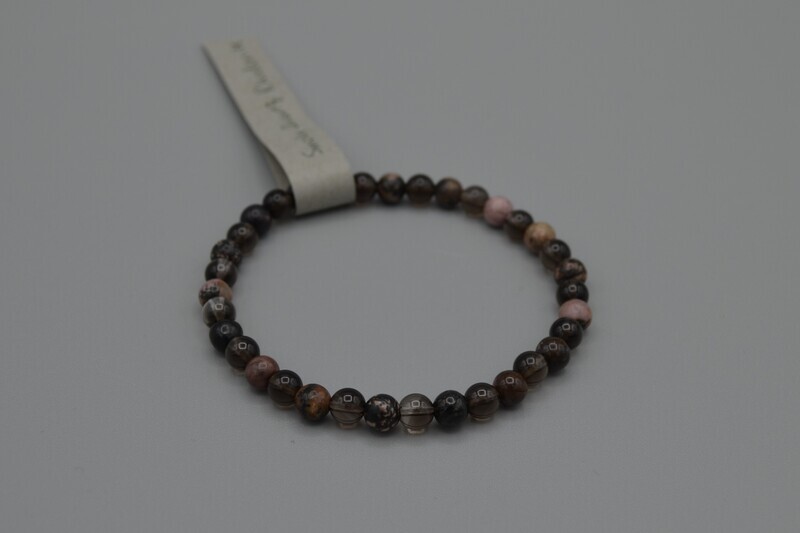 Black &amp; Pink Stone Stretch Bracelet L