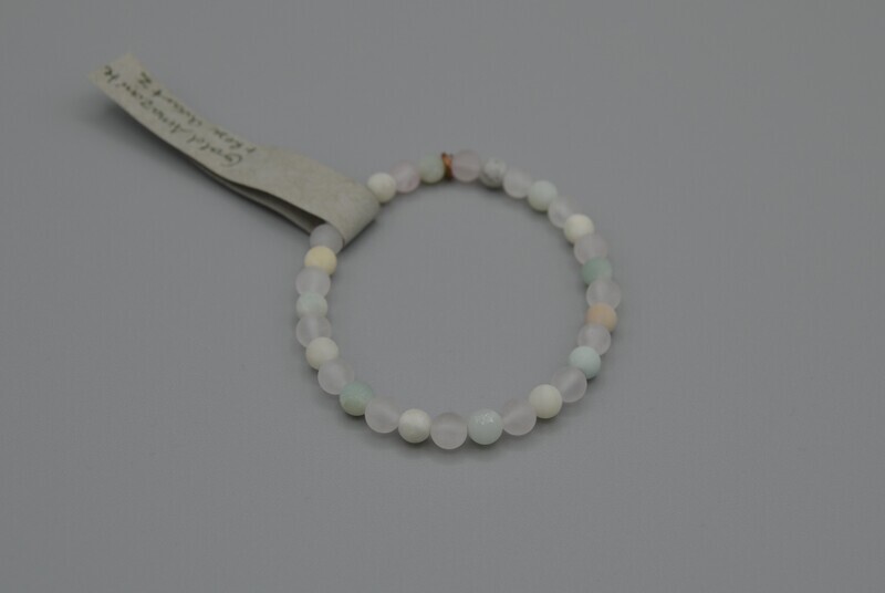 Pastel Blue and Pink Stone Stretch Bracelet M
