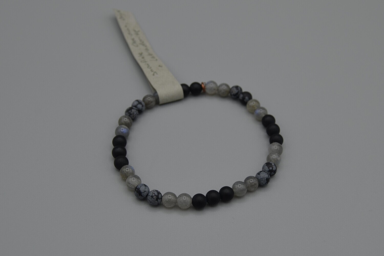 Black &amp; Grey Stone Stretch Bracelet L