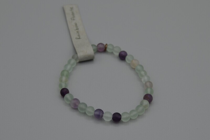 Light Purple &amp; Green Stone Stretch Bracelet M