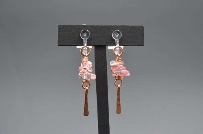 Cherry Quartz Cluster Earrings