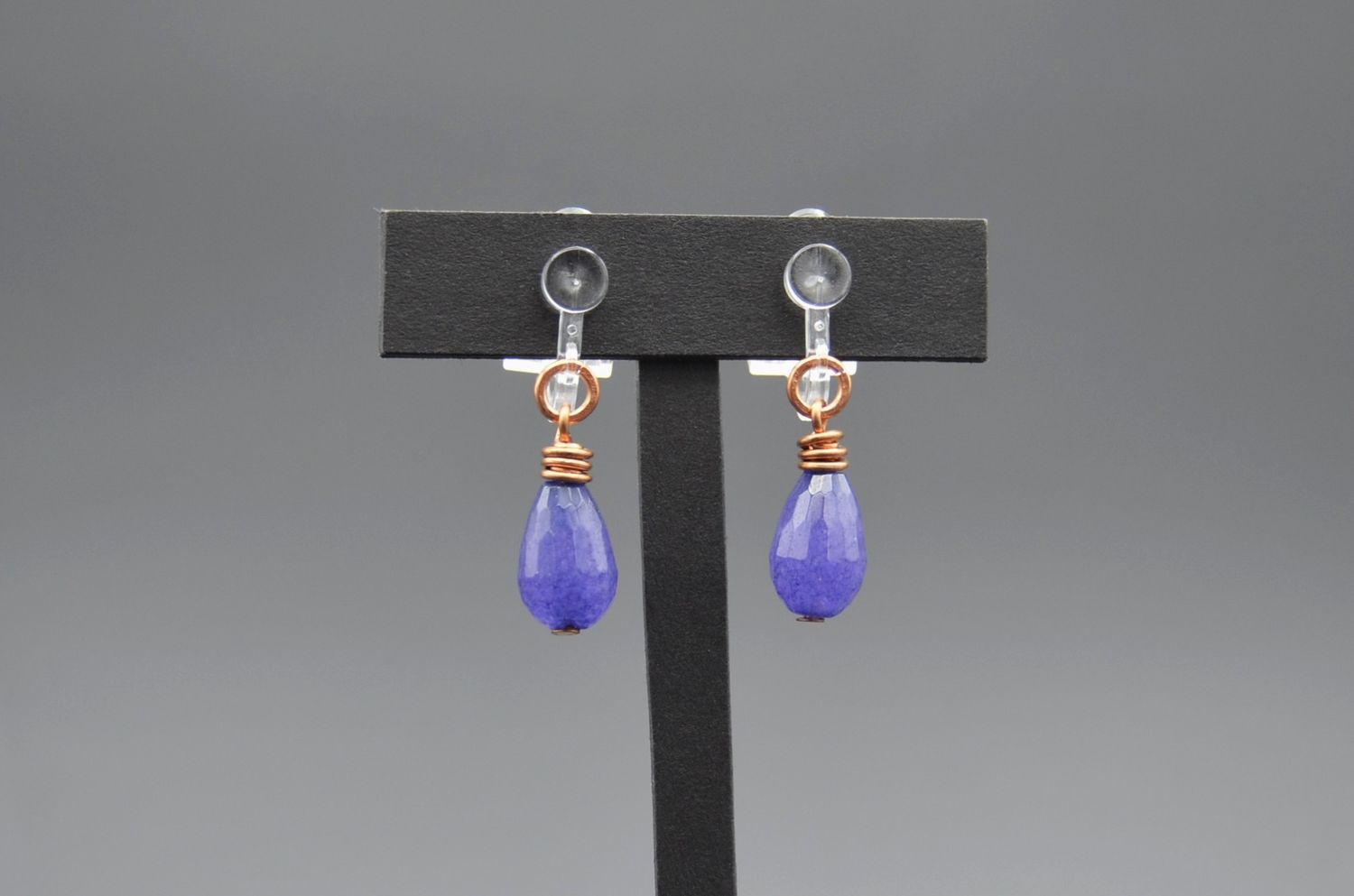 Violet Jade Clip On Earrings