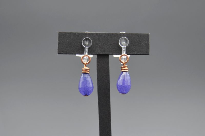 Violet Jade Clip On Earrings