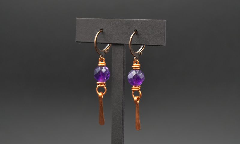 Amethyst and Copper Earrings