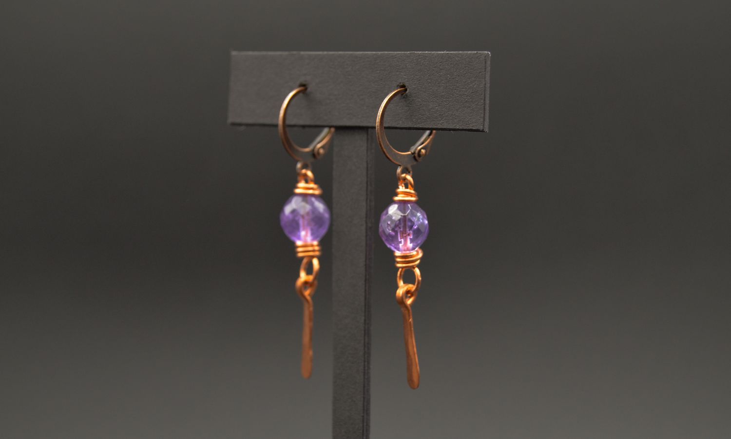 Amethyst and Copper Earrings