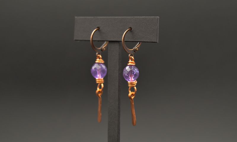Amethyst and Copper Earrings