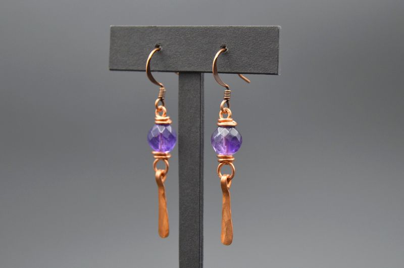 Amethyst and Copper Earring
