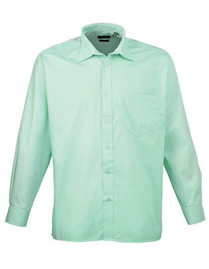 Men&#39;s Poplin Long Sleeve Shirt, Farbe: Aqua
