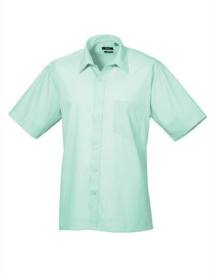 Men&#39;s Poplin Short Sleeve Shirt, Farbe: Aqua