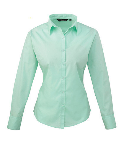 Women&#39;s Poplin Long Sleeve Blouse, Farbe: Aqua