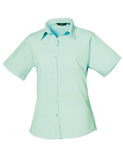 Women&#39;s Poplin Short Sleeve Blouse, Farbe: Aqua