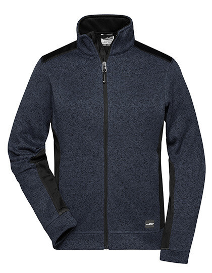 Ladies&#39; Knitted Workwear Fleece Jacket-Strong, Farbe: Carbon Melange / Black