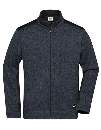 Men&#39;s Knitted Workwear Fleece Jacket-Strong, Farbe: Carbon Melange / Black
