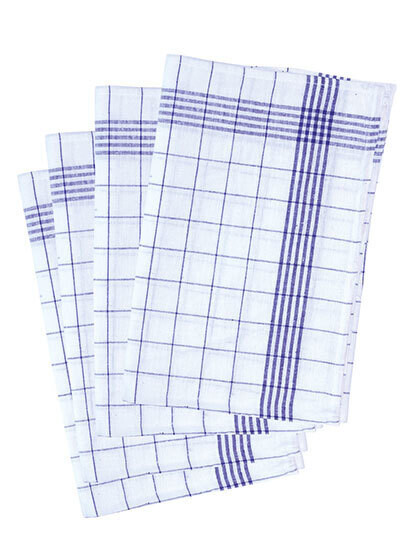 Geschirrtuch Kariert (10-er Pack), Farbe: Blue (ca. Pantone 7686C)White