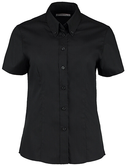 Woman&#39;s Tailored Fit Corporate Oxford Short Sleeve Shirt, Farbe: Black