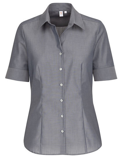 Women´s Blouse Regular Fit Short Sleeve, Farbe: Anthracite
