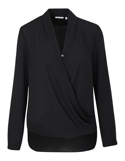 Women´s Crepe Wrap Around Blouse, Farbe: Black