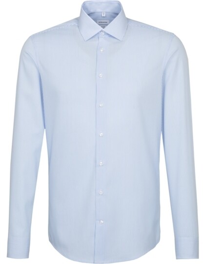 Men&#39;s Shirt 2 Shaped Check/Stripes Long Sleeve, Farbe: Check Light Blue- White