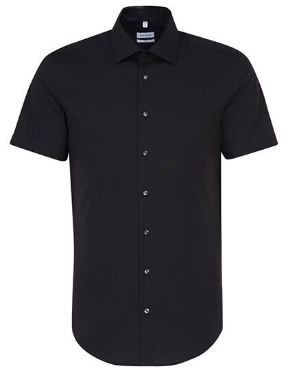 Men&#39;s Shirt Slim Fit Short Sleeve, Farbe: Black