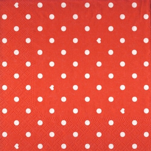 33er Servietten Hearts and Dots red