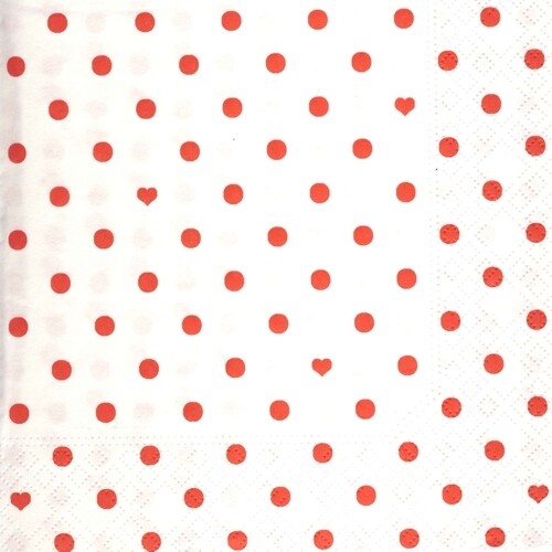 33er Servietten Hearts and Dots rouge