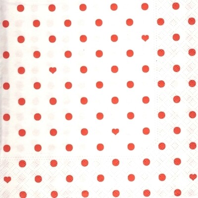 33er Servietten Hearts and Dots rouge