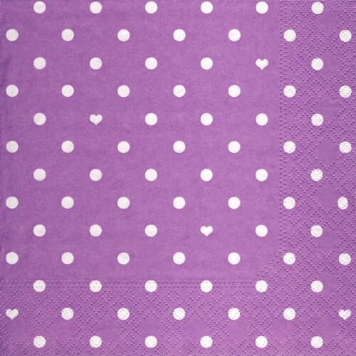 33er Servietten  Hearts and Dots lila