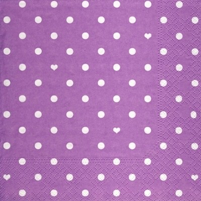 33er Servietten  Hearts and Dots lila