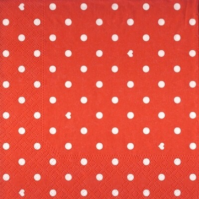 33er Servietten Hearts and Dots red