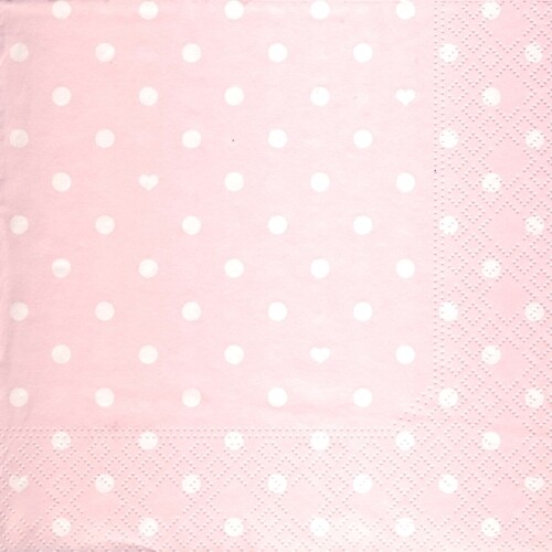 33er Servietten Hearts and Dots pink
