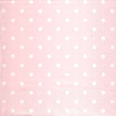 33er Servietten Hearts and Dots pink