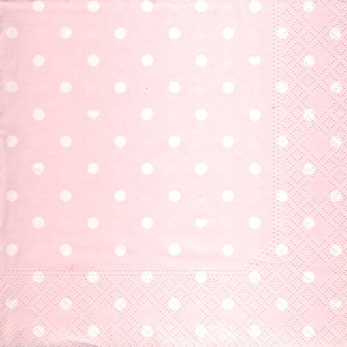 33er Servietten Hearts and Dots pink, Qualität / Kartoninhalt: Hearts and Dots pink