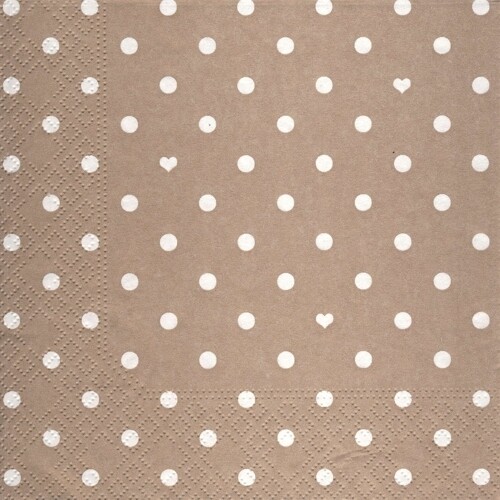 33er Servietten Hearts and Dots taupe