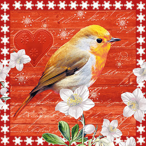 33er Serviette  Bird on X-mas day