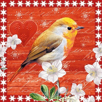 33er Serviette  Bird on X-mas day